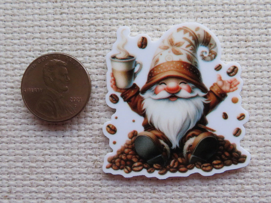 First view of Happy Coffee Gnome Needle Minder.