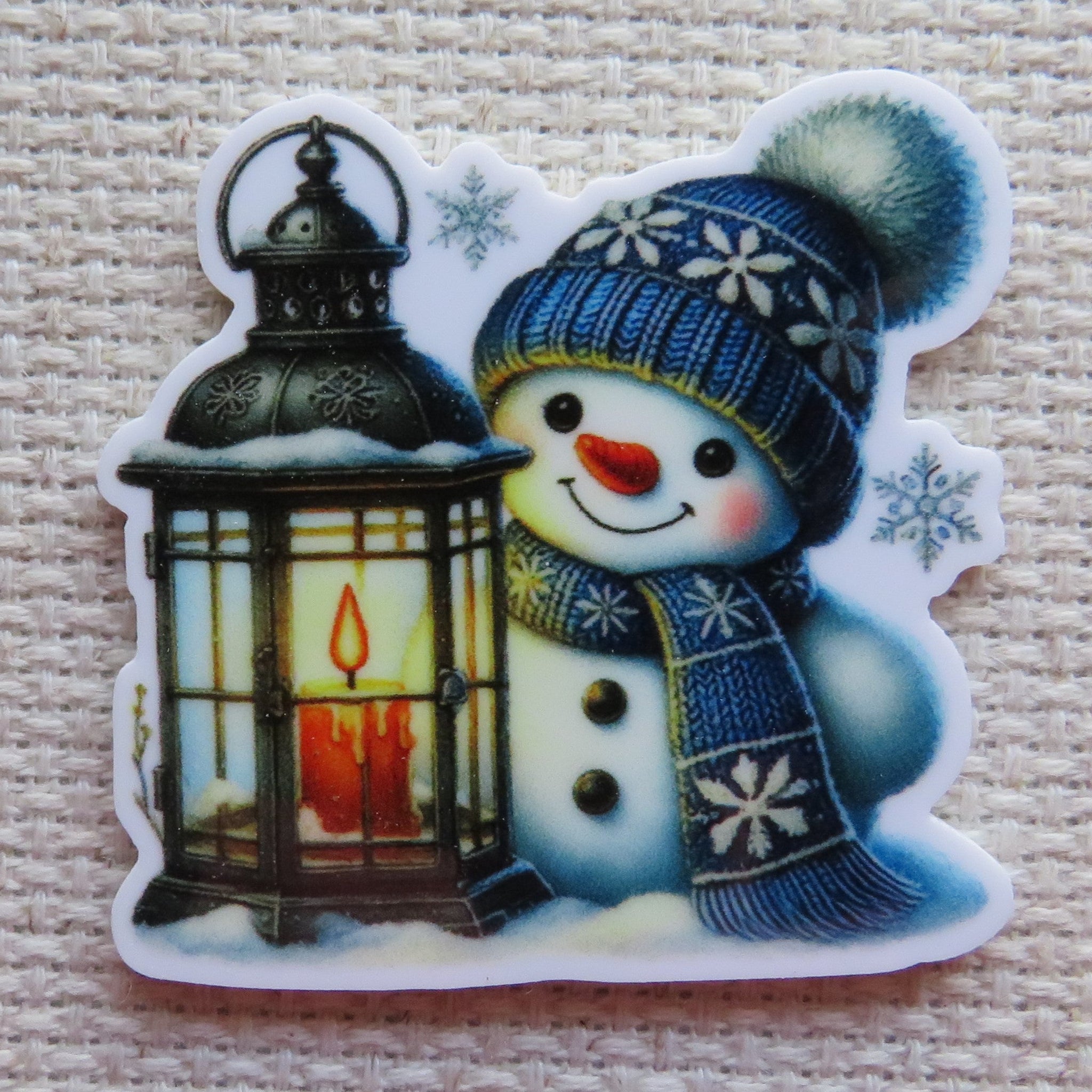 First view of Snowman with a Candle Lantern Needle Minder.