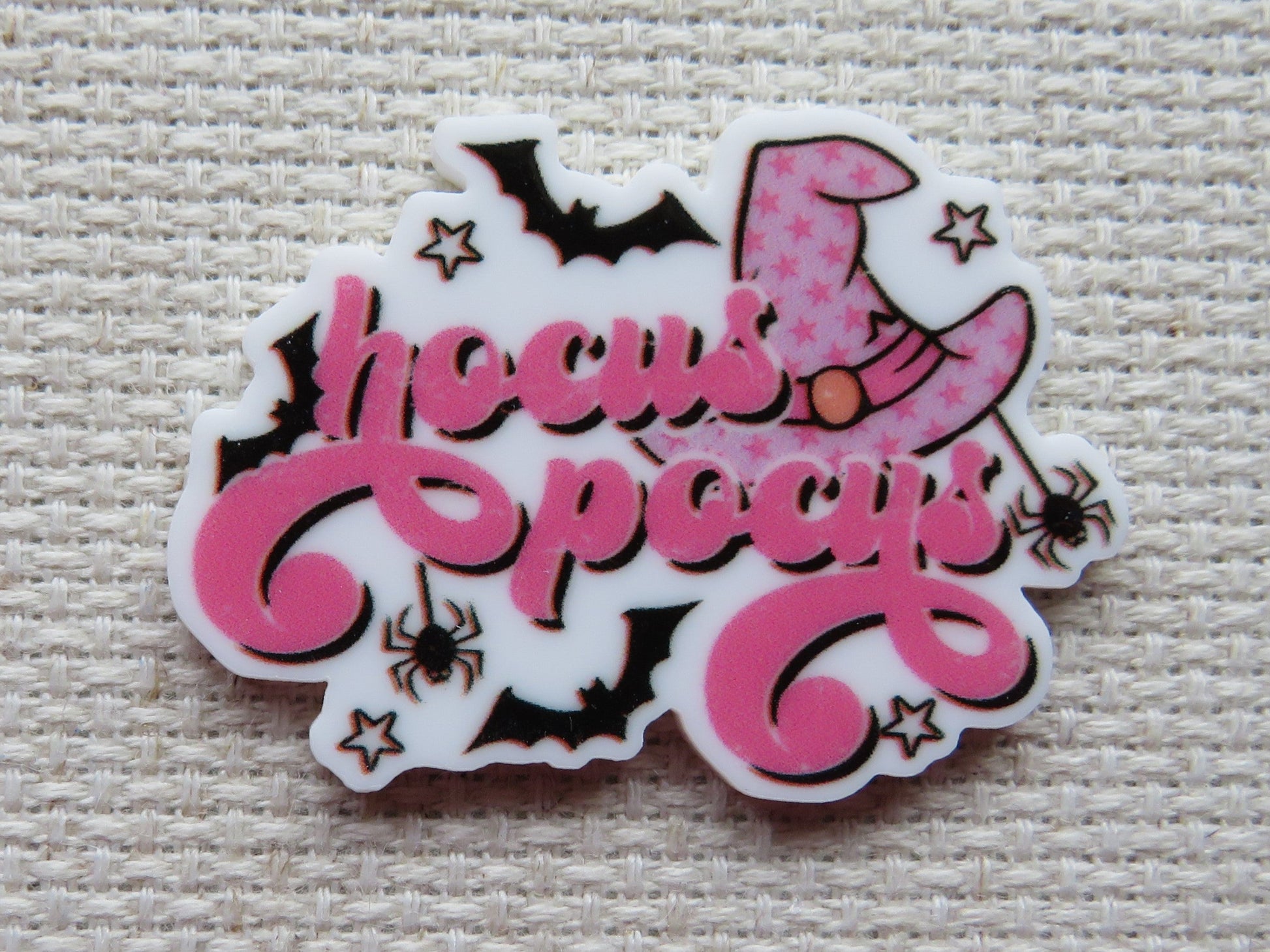 First view of Pink Hocus Pocus Hat Needle Minder.